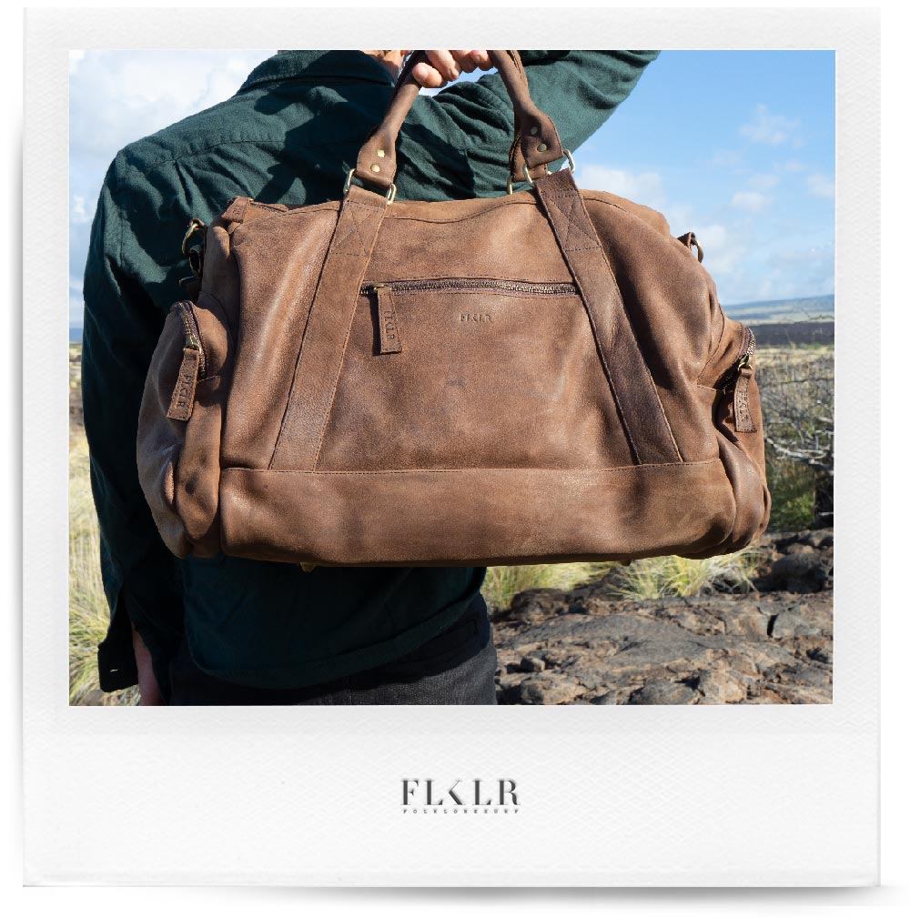 Weekender ethically sourced leather bag